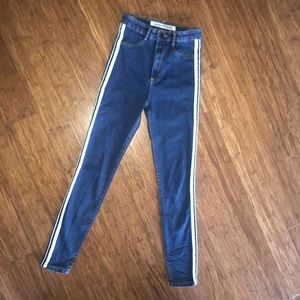 ZARA high waisted jeans with white stripe
